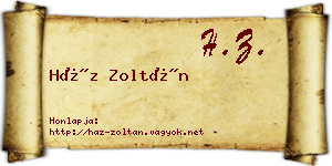 Ház Zoltán névjegykártya