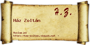 Ház Zoltán névjegykártya